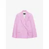 JOSEPH JOSEPH WOMEN'S BEGONIA PINK PEAK-LAPEL DOUBLE-BREASTED WOVEN BLAZER