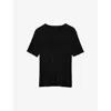 Joseph Womens Navy Crisp Rayon Round Neck Woven Top In Black