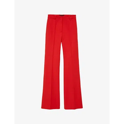 Joseph Womens Crimson Bi-stretch Flared-leg Mid-rise Stretch-cotton Trousers