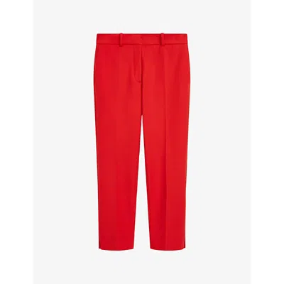 Joseph Womens Crimson Bing Pressed-crease Straight-leg Mid-rise Stretch-woven Trousers