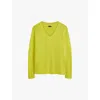 Joseph Open Cashmere V Neck Jumper In Ginkgo
