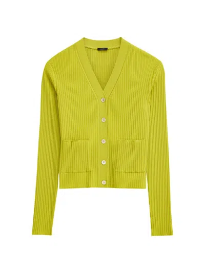 Joseph Women's Merino Wool Ribbed Cardigan In Bright Green