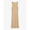Joseph Linen Blend Knitted Long Dress In Sesame