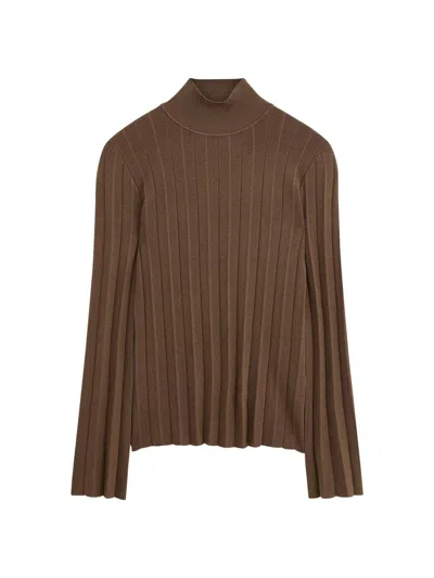 Joseph Women's Silk-blend Plissé Sweater In Brown