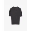 Joseph Merino Rib V Neck Top In Slate