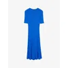 Joseph Viscose Ribbed Knitted Dress In Ultra Marine