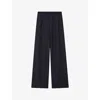 JOSEPH WOMENS GIBELLINA MAWN WIDE-LEG MID-RISE SILK-BLEND TROUSERS NAVY