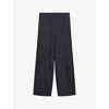 Joseph Womens Navy Temple Cropped Stretch-gabardine Trousers In Navy