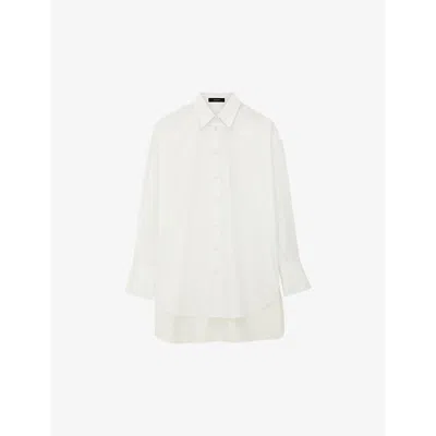 Joseph Womens White Curved-hem Long-sleeved Cotton Shirt