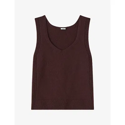 Joseph Womens Aba V-neck Cashmere Tank Top Mahogany In Burgundy