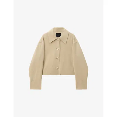 Joseph Womens Affogato Gerrard Regular-fit Wool And Silk-blend Jacket In Brown