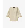 Joseph Womens Affogato Godin Balloon-sleeved Cotton Blouse In Brown