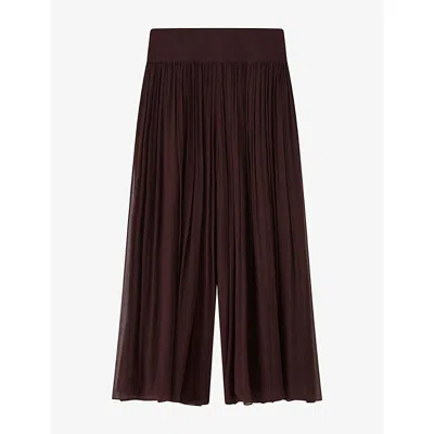 Joseph Womens Ale Wide-leg Mid-rise Silk Trousers Mahogany In Brown
