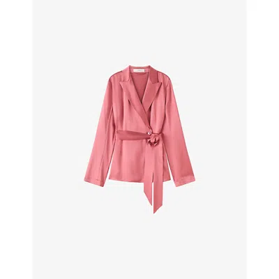 Joseph Womens Archer Silk-satin Jacket Pomegranate In Pink