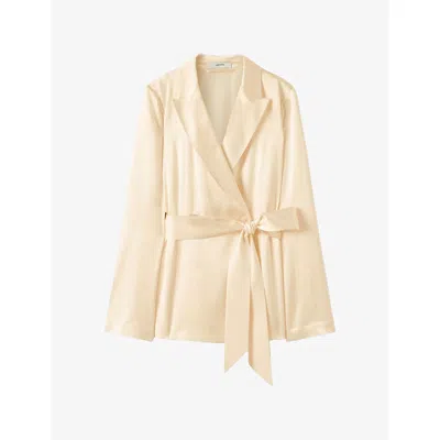 Joseph Womens Archer Silk-satin Jacket Sandstone