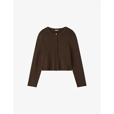 Joseph Womens Artemis Side-pocket Knitted Cardigan Patina In Brown