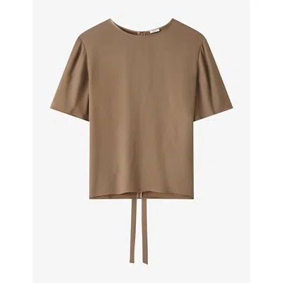 Joseph Womens Atheris Tie-waist Crepe Top Sable In Brown