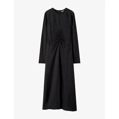 Joseph Womens Aurora Leopard-jacquard Woven Maxi Dress Black