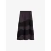 Joseph Womens Aurora Madone Contrast-panel Wool And Silk-blend Midi Skirt In Aurora