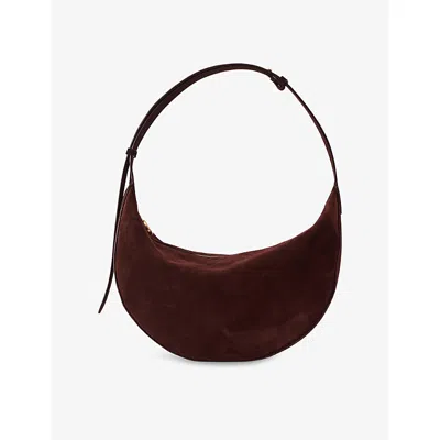 Joseph Womens Bean Large Suede Shoulder Bag Mahogany