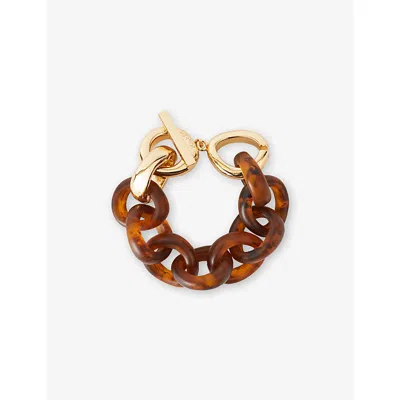 Joseph Womens Bean Metal And Resin Link Bracelet Dark Horn In White
