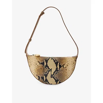 Joseph Womens Bean Snake-print Leather Shoulder Bag Taup In Taupe