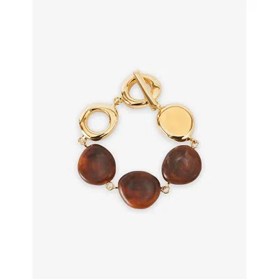 Joseph Womens Bean Tortoiseshell Metal And Resin Bracelet Dark Horn In Pink