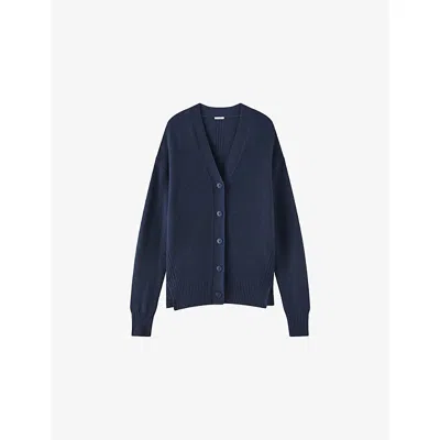 Joseph Womens Beata V-neck Cashmere Cardigan Dark Mineral In Blue