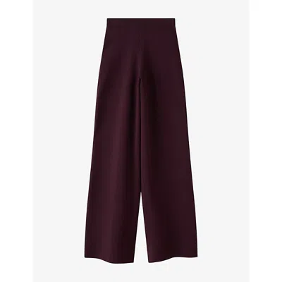 Joseph Womens Benita Compact Milano Woven Trousers Mahogany In Purple
