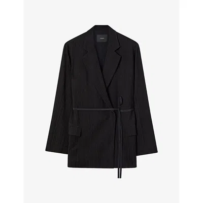 Joseph Womens  Amelot Pleated-texture Viscose And Silk-blend Blazer