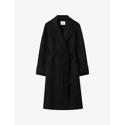 Joseph Womens Black Arlina Double-faced Wool And Cashmere Coat
