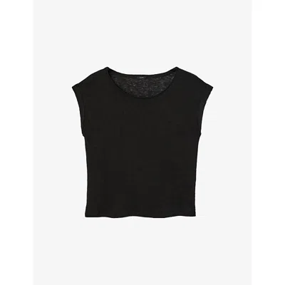Joseph Womens Black Cap-sleeve Linen-jersey Top