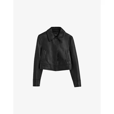 Joseph Womens Caron Zip-up Leather Jacket Black