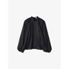 Joseph Womens Cave High-neck Satin Blouse Black In Black