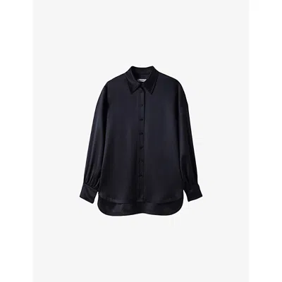 Joseph Womens Dieu Long-sleeved Satin Blouse Black