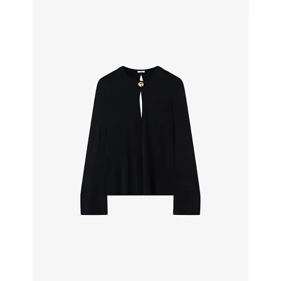 Joseph Womens Black Fabiola Cut-out Long-sleeve Jersey Top Xs