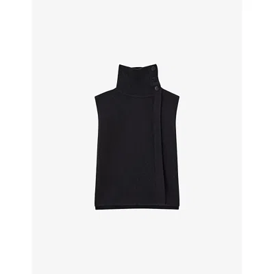 JOSEPH WOMENS BLACK FUNNEL-NECK SLEEVELESS CASHMERE BLEND BIB