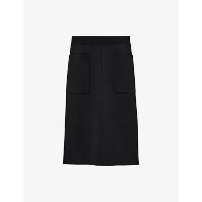 JOSEPH WOMENS BLACK MILANO PATCH-POCKET STRETCH-KNITTED SKIRT