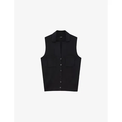 JOSEPH WOMENS BLACK MILANO SLEEVELESS STRETCH-KNITTED VEST XS