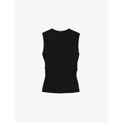 Joseph Womens Black Pajol Crepe Jersey Top Xs