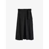 Joseph Womens Black Pernette Fluid Wool-blend Midi Skirt