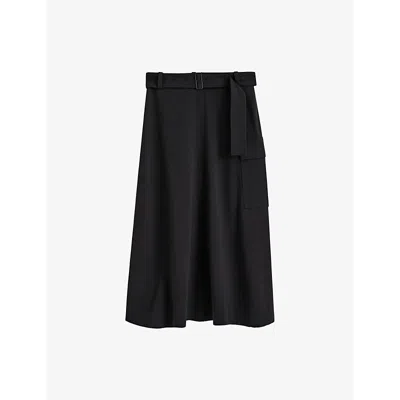 JOSEPH WOMENS JOSEPH PERNETTE MID-RISE TWILL MIDI SKIRT