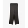 Joseph Womens Black Sahel Straight-leg High-rise Silk Trousers In Black
