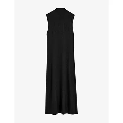 Joseph Womens Black Sleeveless Knitted Wool And Silk Maxi Dress