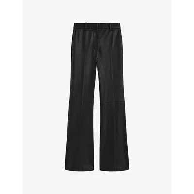 Joseph Womens  Tafira Flared-leg Leather Trousers In Black