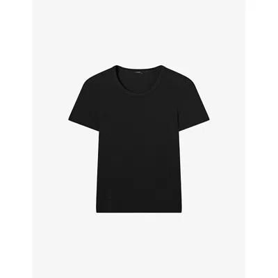 Joseph Womens Black The Jersey Rib Round-neck Stretch-cotton T-shirt Xs