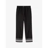 Joseph Womens Tottenham Jacquard-stripe Straight-leg Cotton And Silk-blend Trousers Black