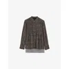 Joseph Albin Crepe De Chine Print Silk Blouse In Black/escargot