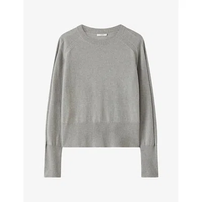 Joseph Womens Cement Melby Round-neck Regular-fit Cashmere Jumper In Gray