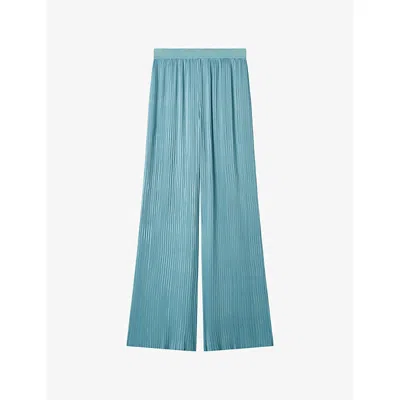 Joseph Womens Chambray Amber Pleated Satin Trousers In Blue